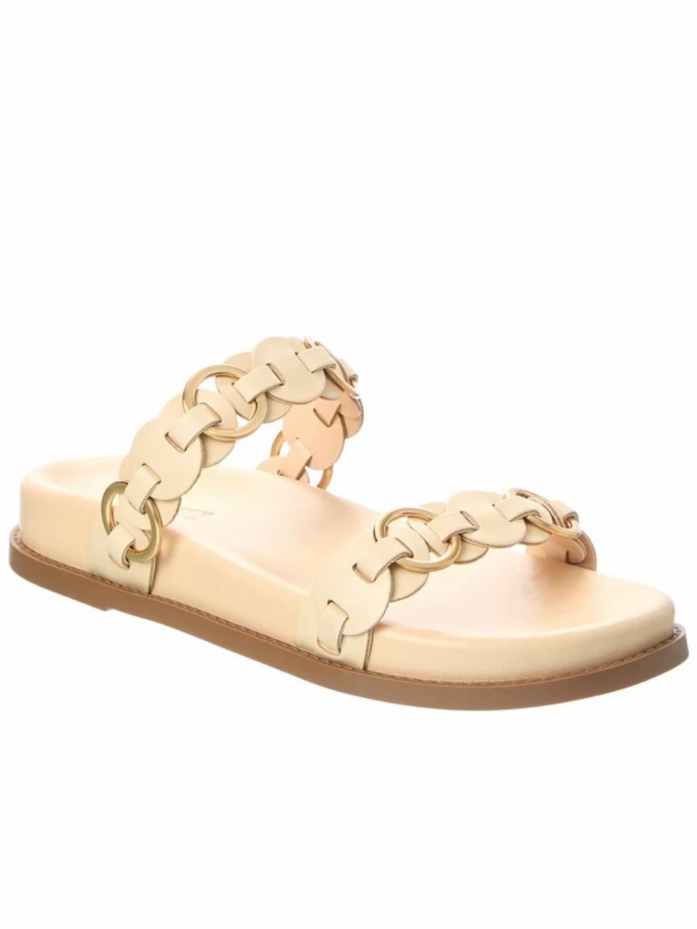 NWOB Schutz Selina leather slide cream sandals
